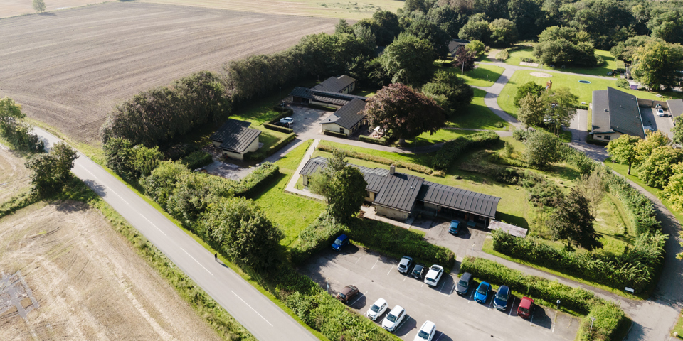 Dronebillede af Pomonahuset